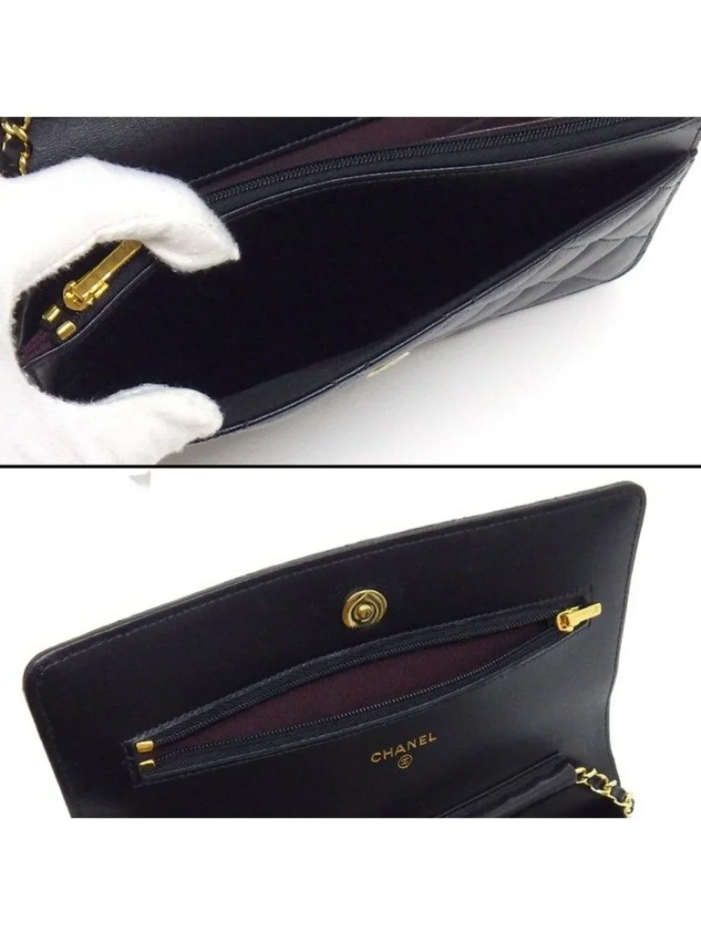 Chanel Shoulder Bag Quilted Classic Chain Wallet Onwards Black Lambskin